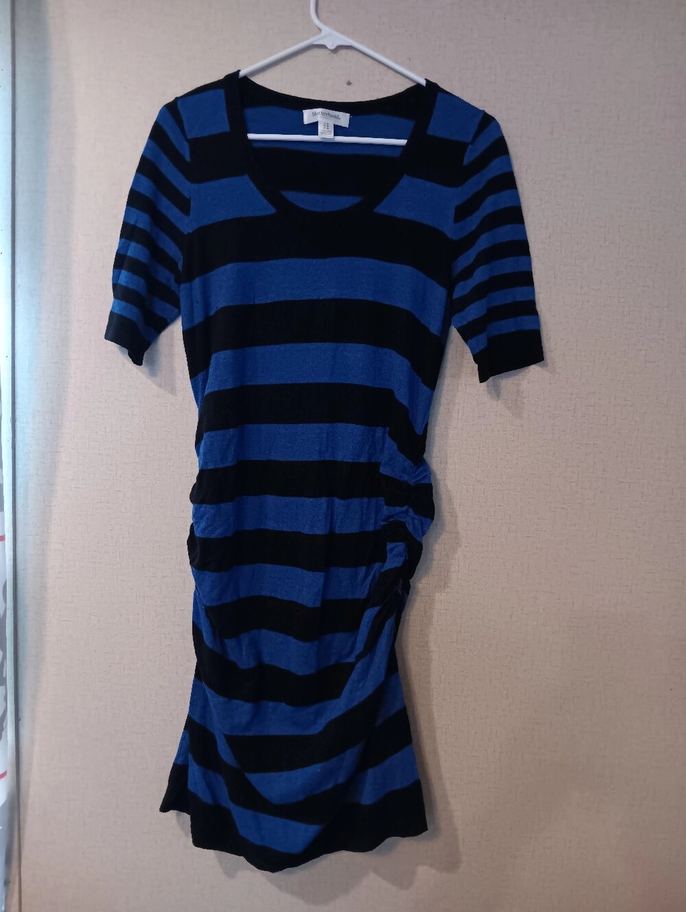 Motherhood Maternity Blue and Black Striped Midi Dress